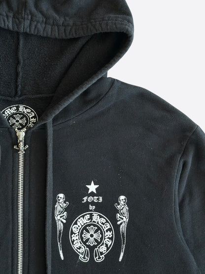 Chrome Hearts Black & White Foti Graphic Zip Up Hoodie
