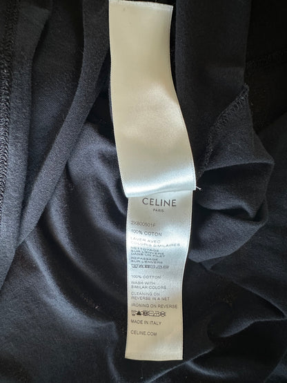 Celine Black & Checkered Studded Logo T-Shirt