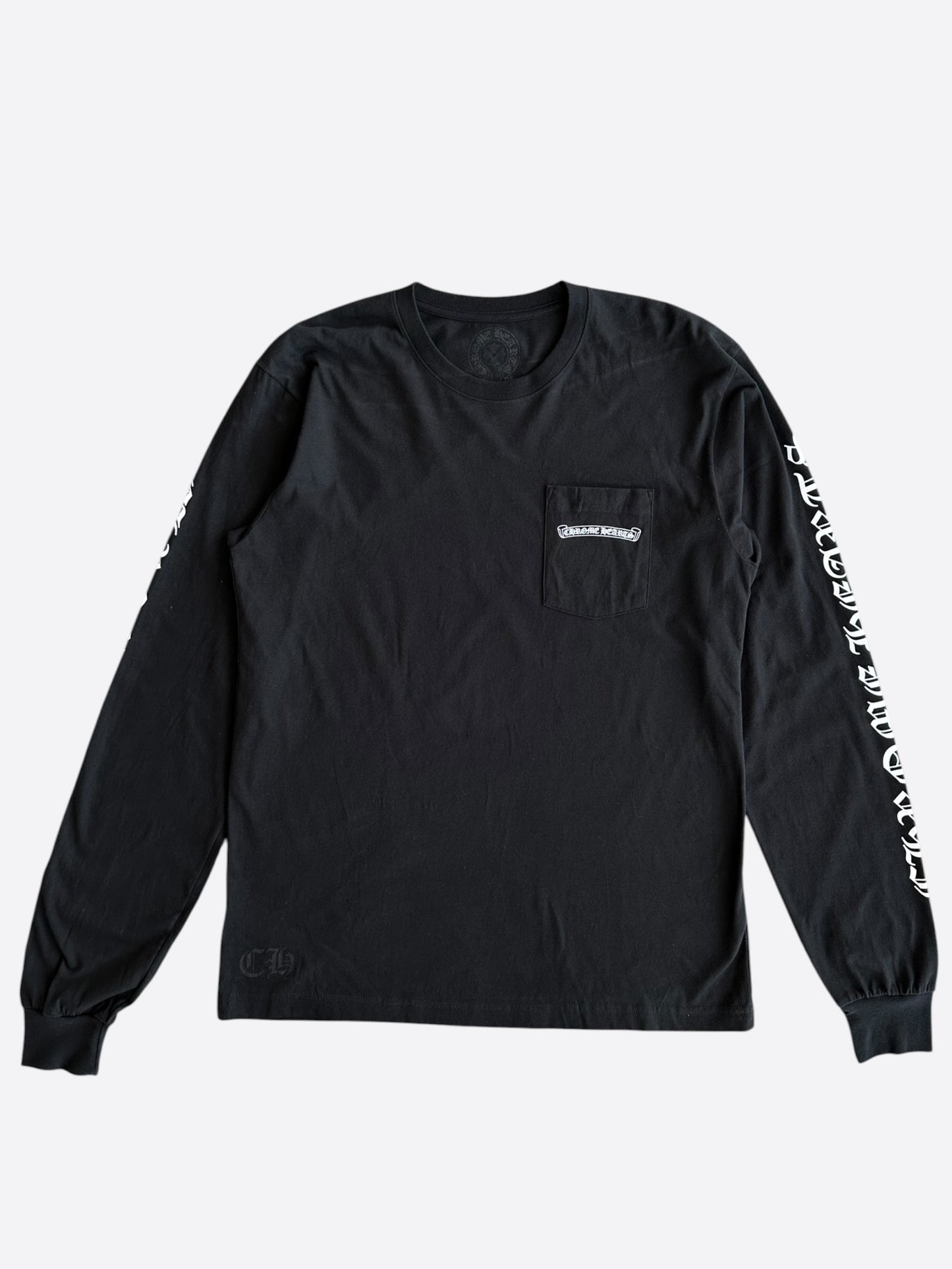 Chrome Hearts Black & White Scroll Logo Longsleeve T-Shirt