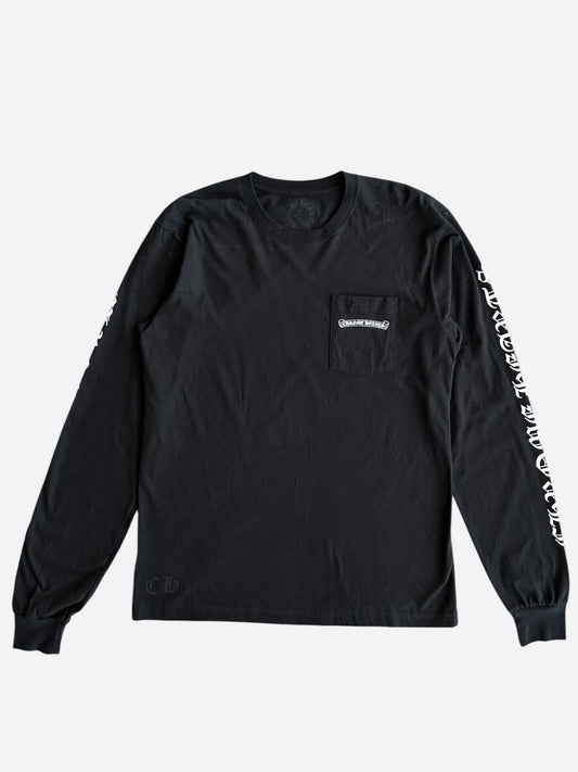 Chrome Hearts Black & White Scroll Logo Longsleeve T-Shirt