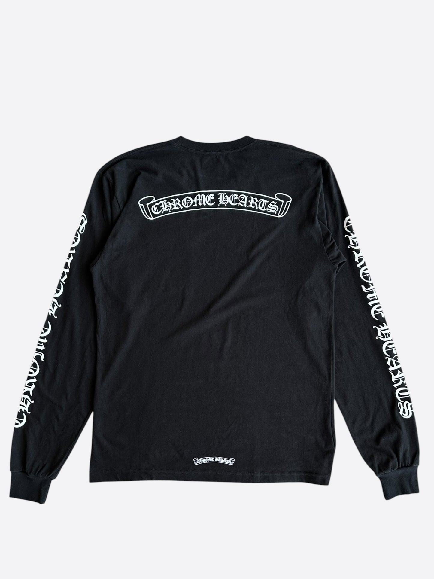 Chrome Hearts Black & White Scroll Logo Longsleeve T-Shirt