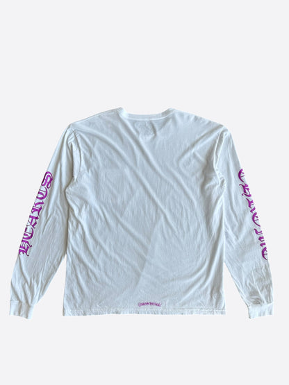 Chrome Hearts White & Purple Neck Logo Longsleeve T-Shirt