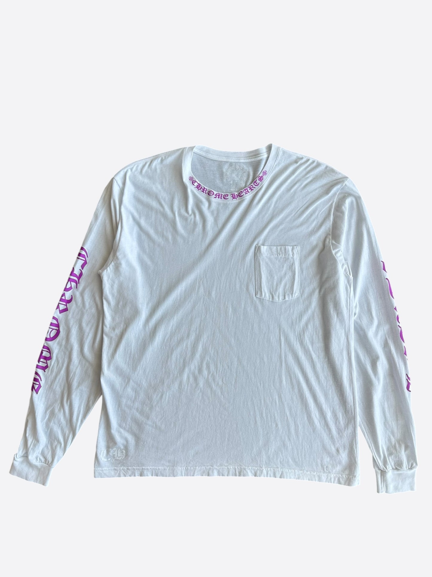 Chrome Hearts White & Purple Neck Logo Longsleeve T-Shirt