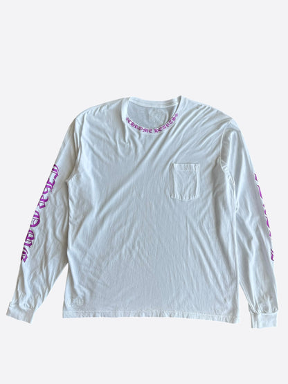 Chrome Hearts White & Purple Neck Logo Longsleeve T-Shirt