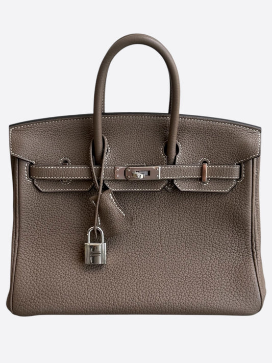 Hermes Etoupe Togo & Palladium Hardware Birkin 25