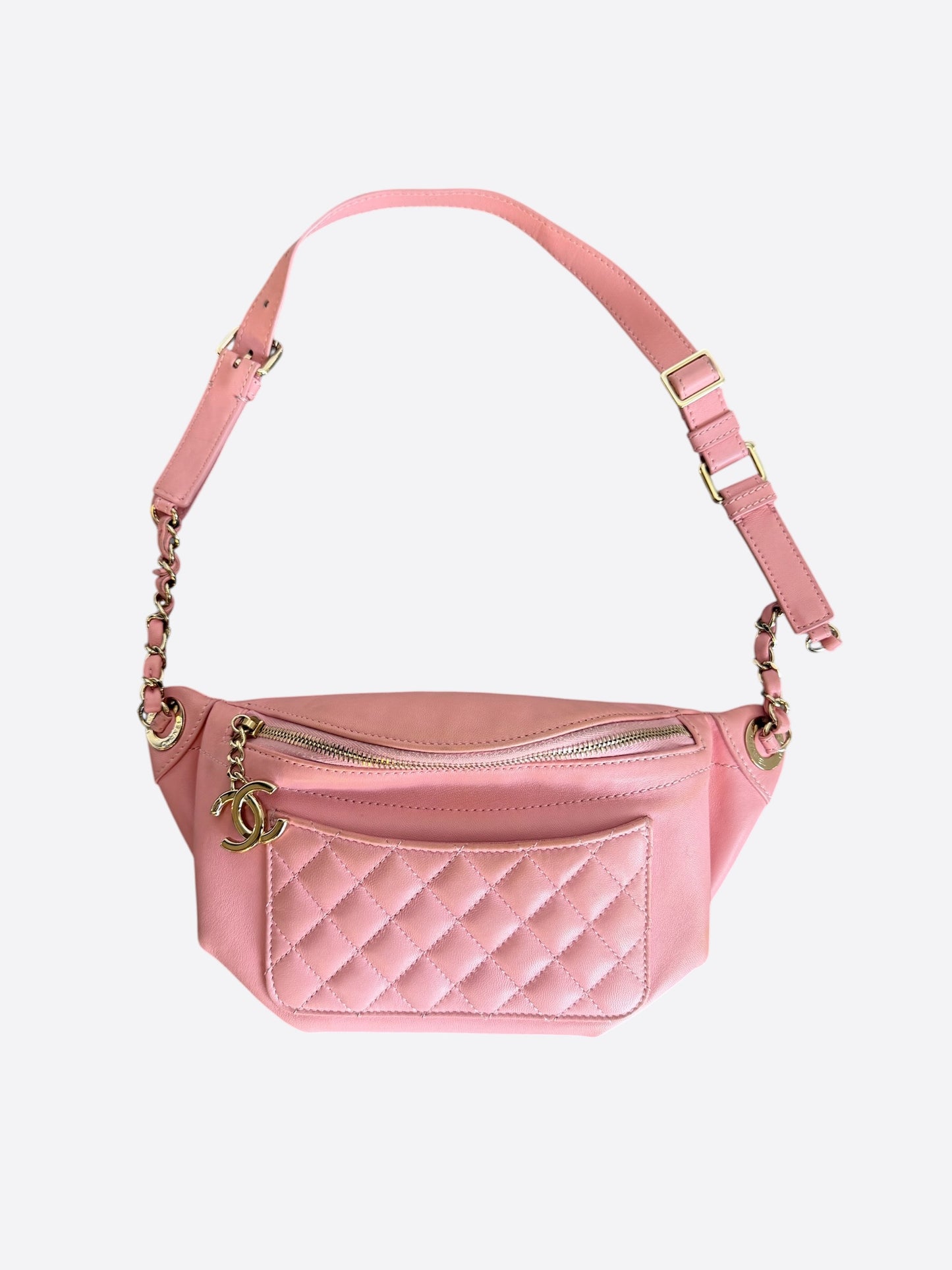 Chanel Pink Quilted Lambskin Bi Waist Bag