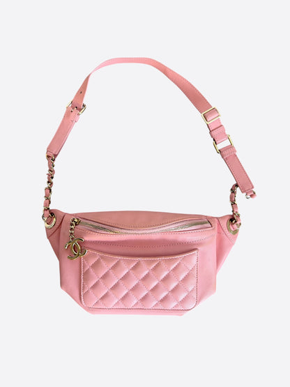 Chanel Pink Quilted Lambskin Bi Waist Bag