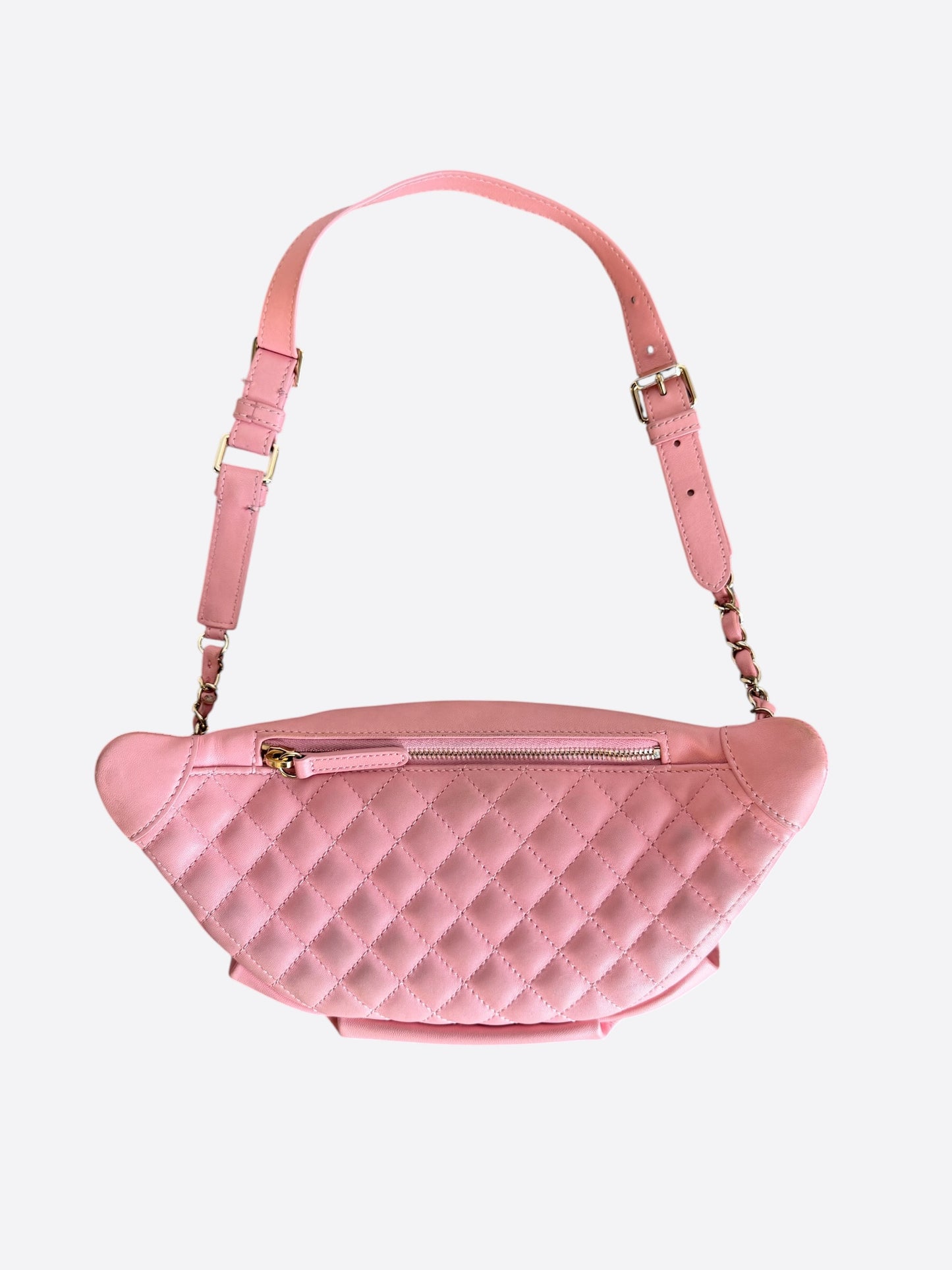 Chanel Pink Quilted Lambskin Bi Waist Bag