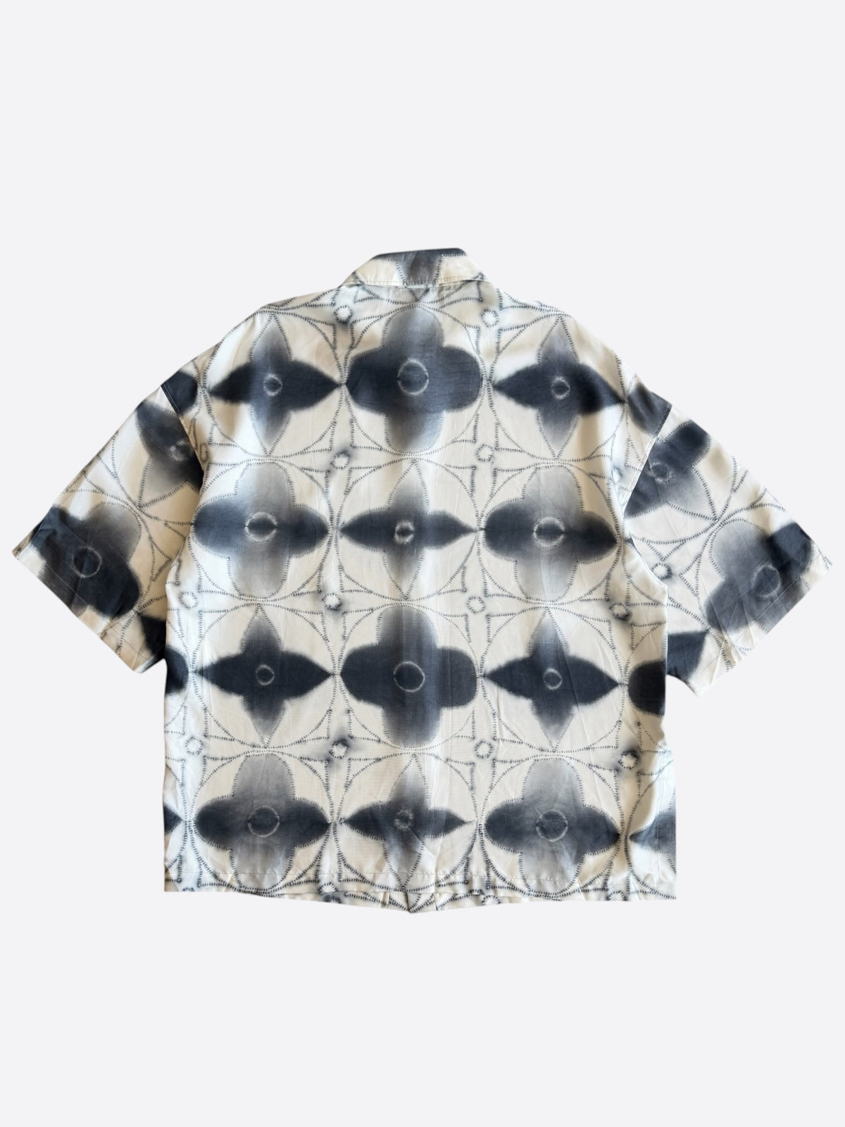 Louis Vuitton White & Grey Shibori Monogram Silk Button Up Shirt