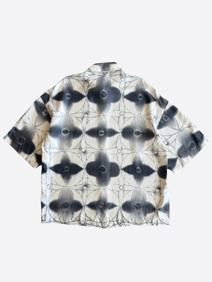 Louis Vuitton White & Grey Shibori Monogram Silk Button Up Shirt