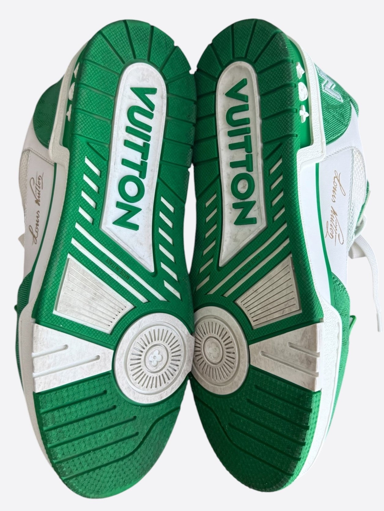 Louis Vuitton Green & White Denim Monogram Mesh Trainers