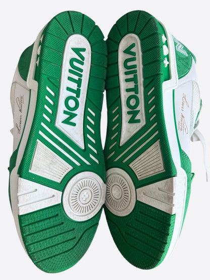 Louis Vuitton Green & White Denim Monogram Mesh Trainers
