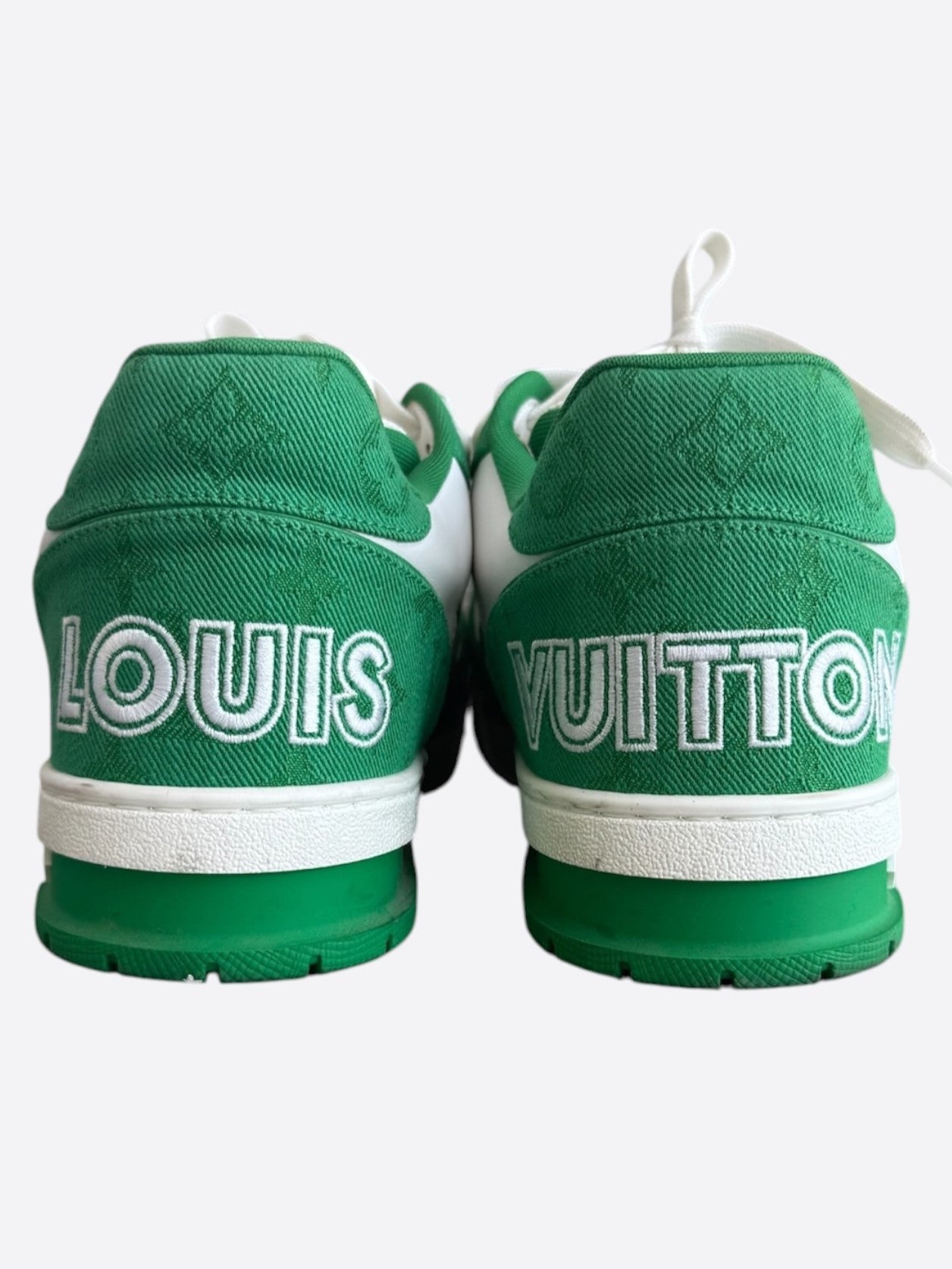 Louis Vuitton Green & White Denim Monogram Mesh Trainers