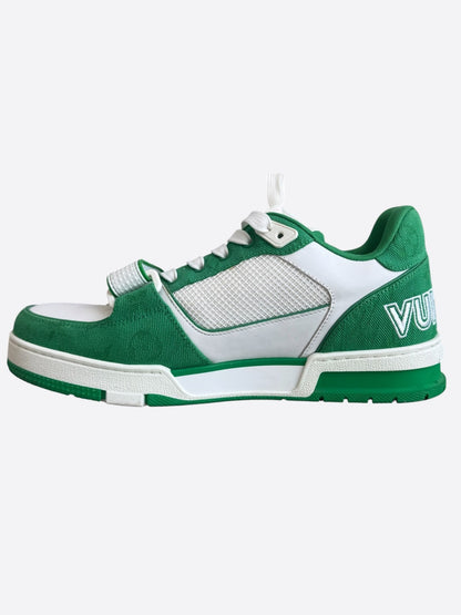 Louis Vuitton Green & White Denim Monogram Mesh Trainers