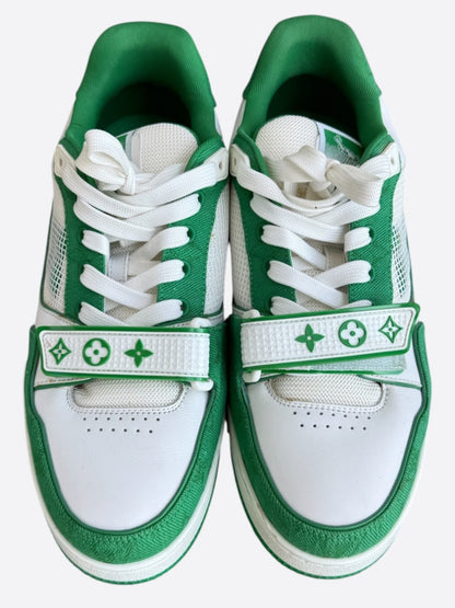 Louis Vuitton Green & White Denim Monogram Mesh Trainers