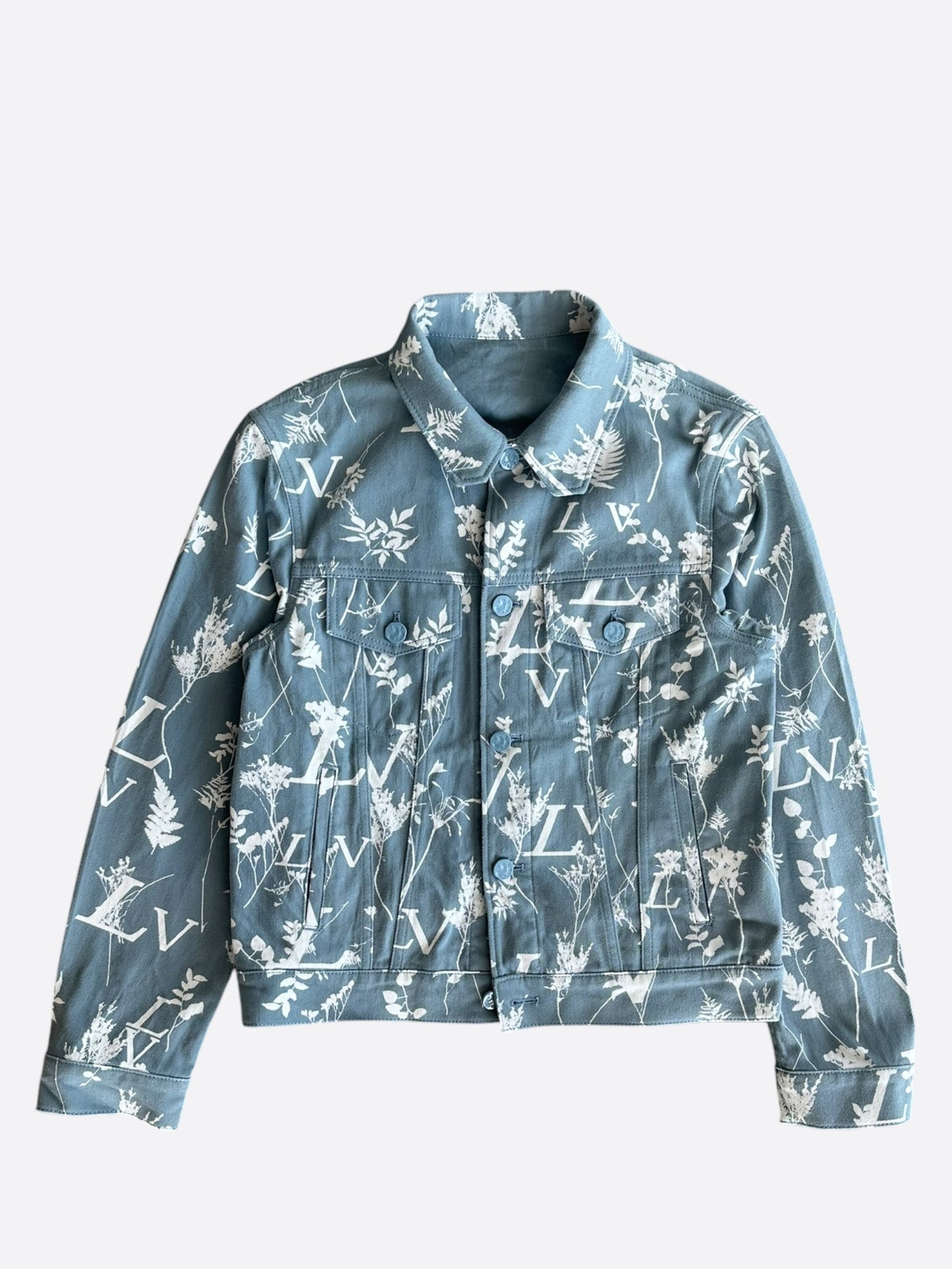 Louis Vuitton Blue & White LV Leaf Denim Jacket
