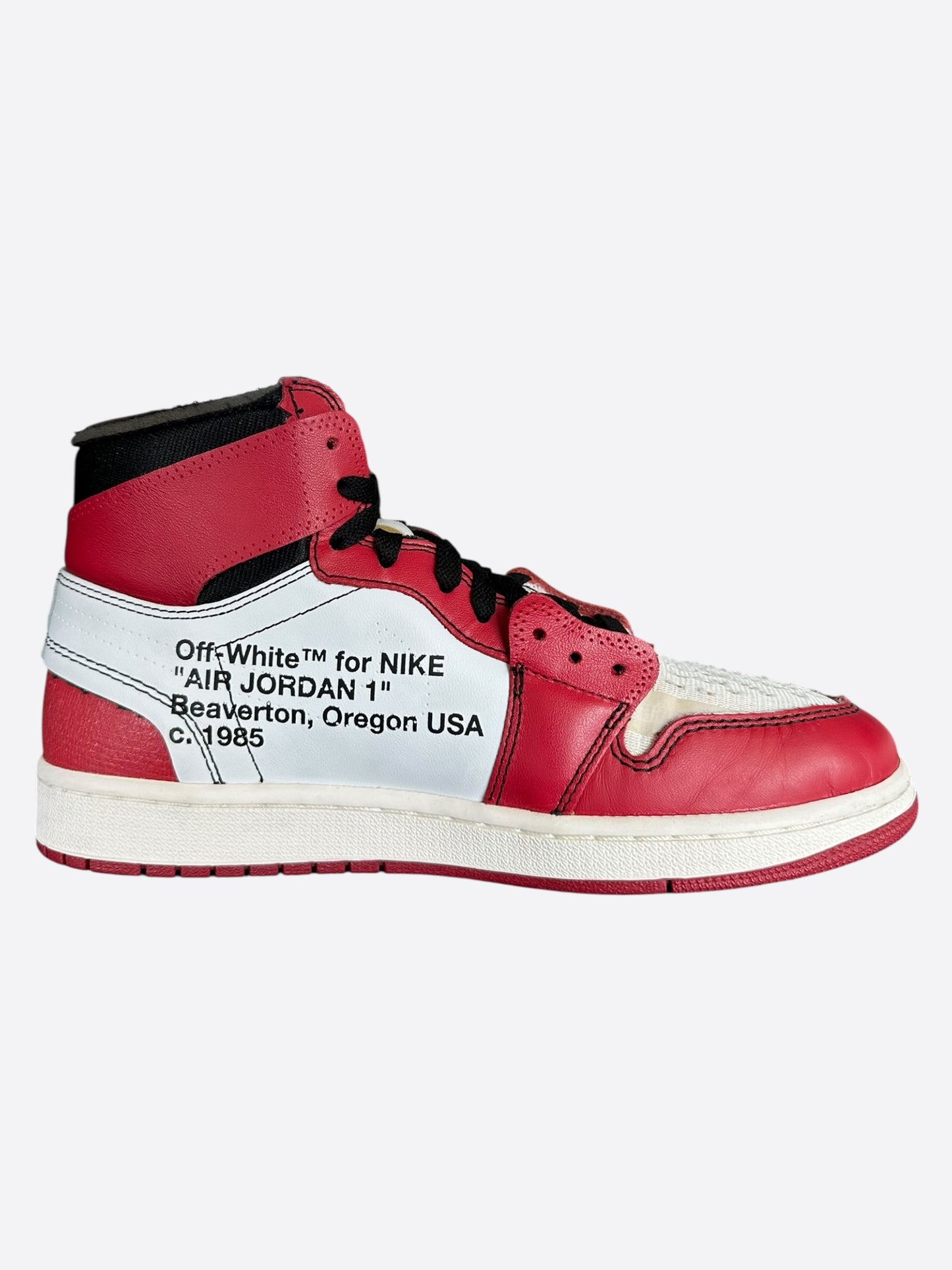Nike Off-White Red Chicago Jordan 1 Hightop Sneakers