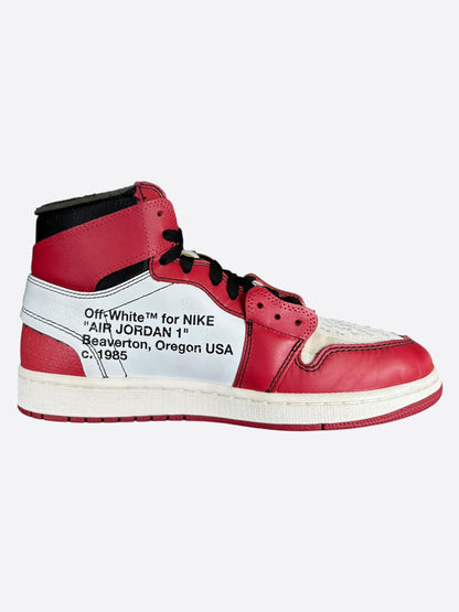 Nike Off-White Red Chicago Jordan 1 Hightop Sneakers