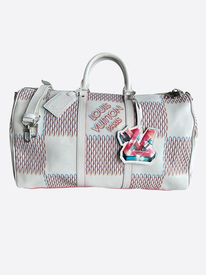 Louis Vuitton White Damier Spray Keepall 50