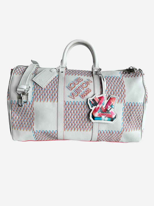 Louis Vuitton White Damier Spray Keepall 50