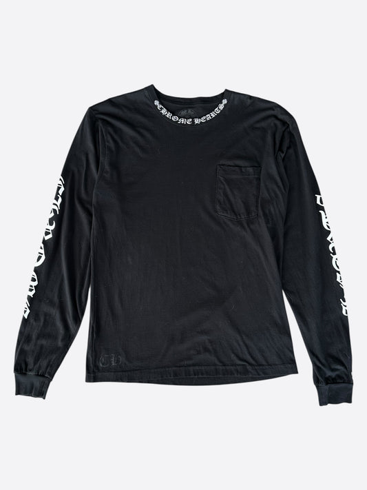 Chrome Hearts Black & White Neck Logo Longsleeve T-Shirt