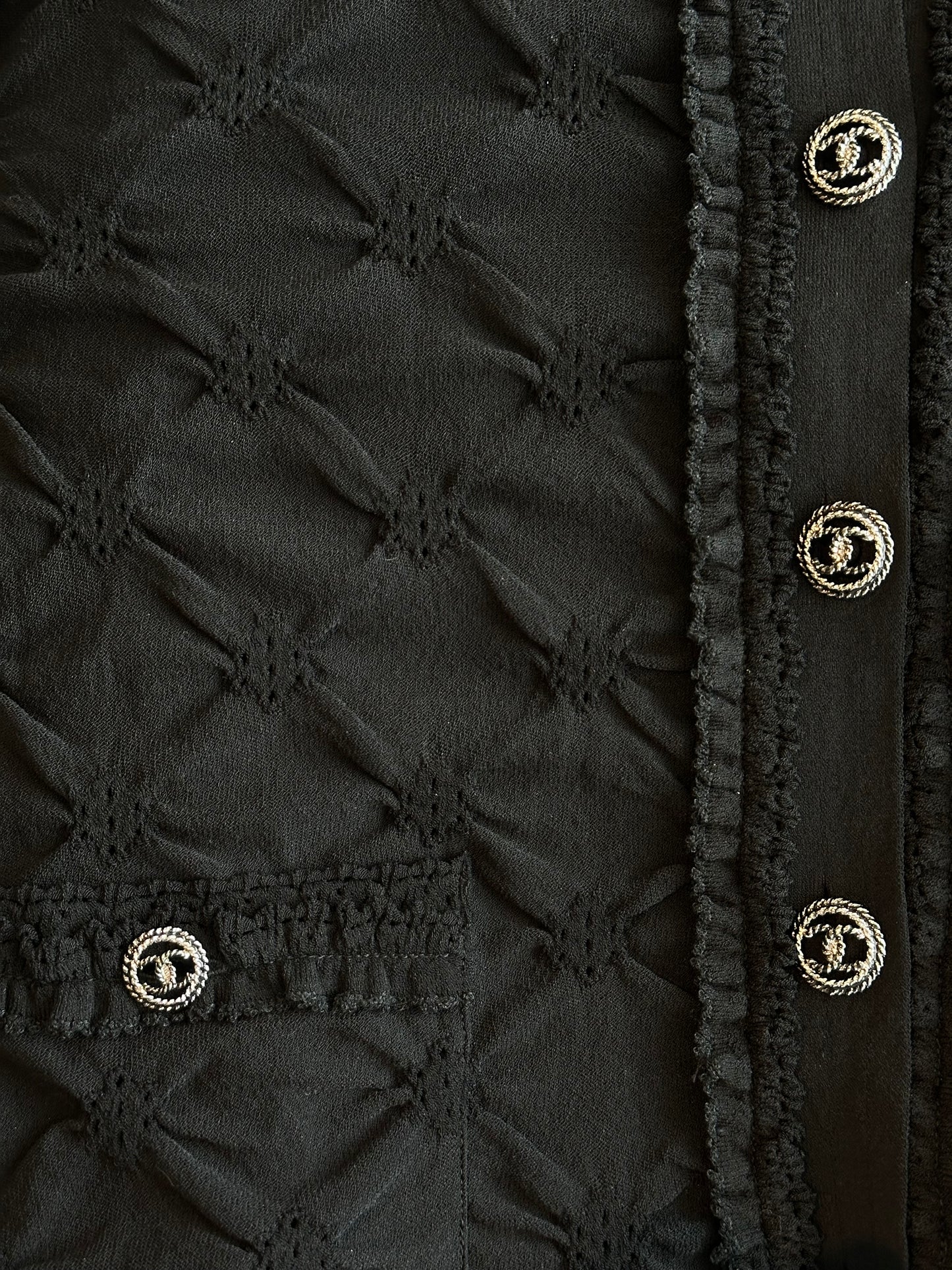 Chanel Black Quilted Button Up Women's Cardigan