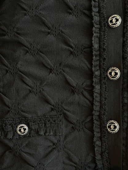 Chanel Black Quilted Button Up Women's Cardigan