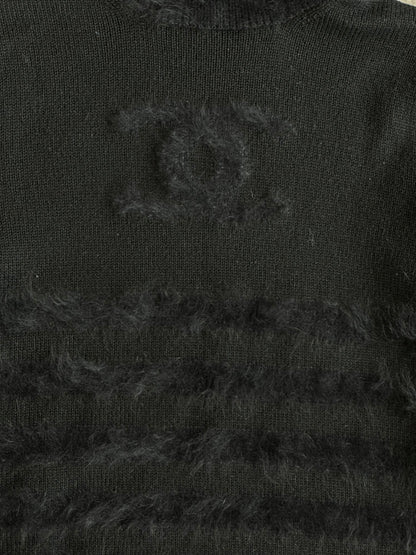 Chanel Black Mohair CC Logo Women's Turtle Neck Sweater
