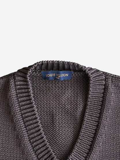Louis Vuitton Brown & Black Python Logo Knitted Sweater