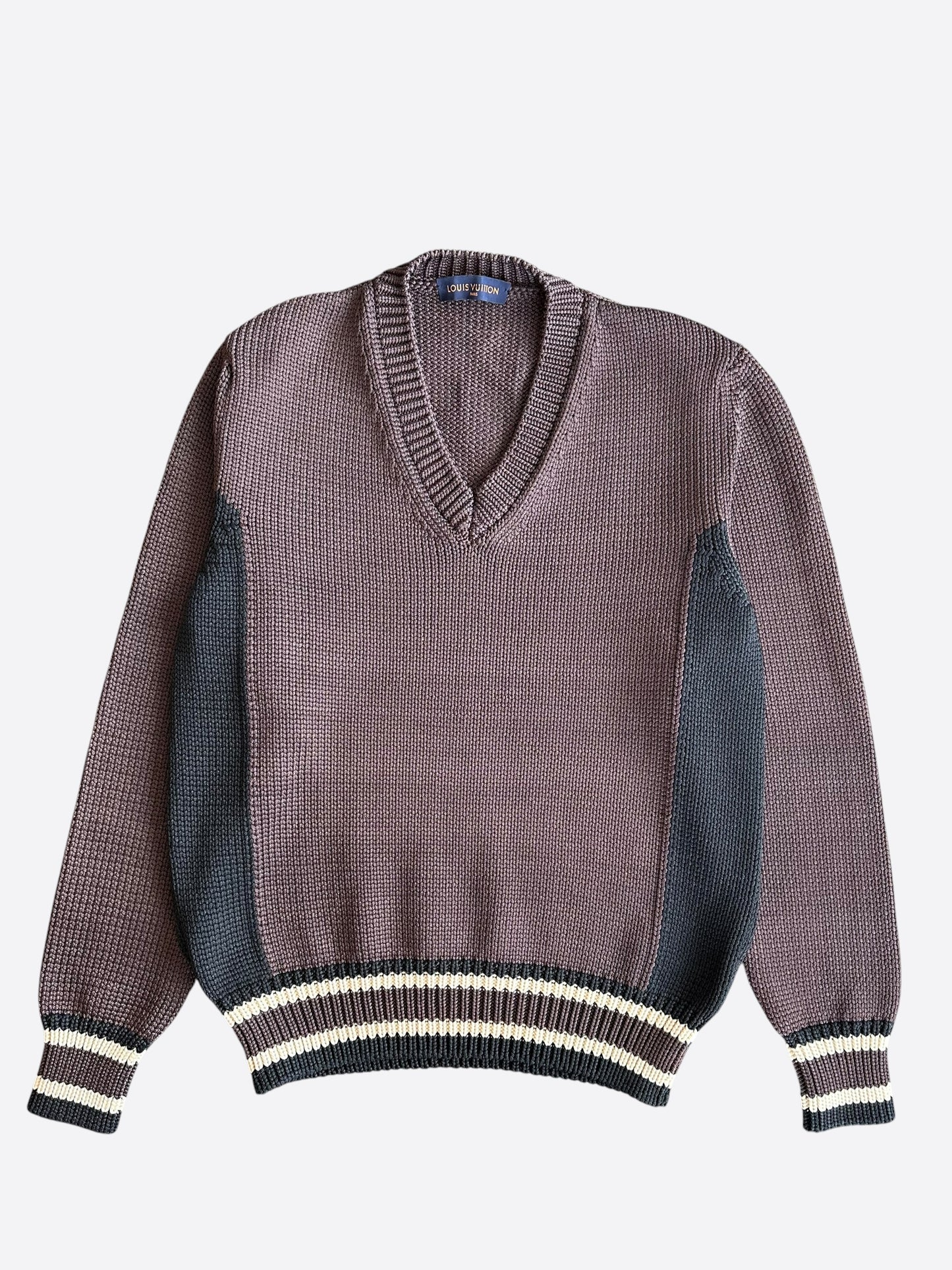 Louis Vuitton Brown & Black Python Logo Knitted Sweater