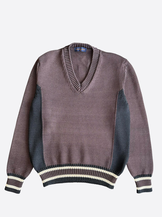 Louis Vuitton Brown & Black Python Logo Knitted Sweater