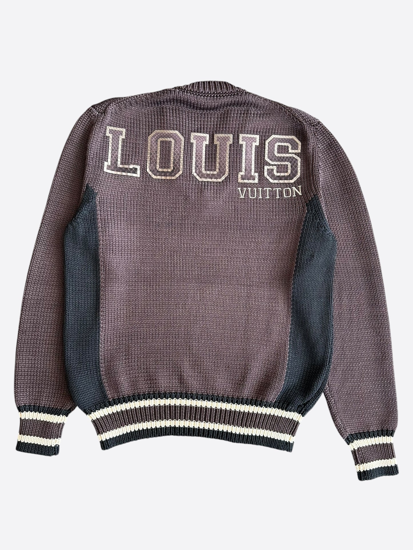 Louis Vuitton Brown & Black Python Logo Knitted Sweater
