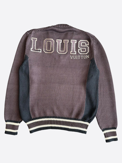 Louis Vuitton Brown & Black Python Logo Knitted Sweater