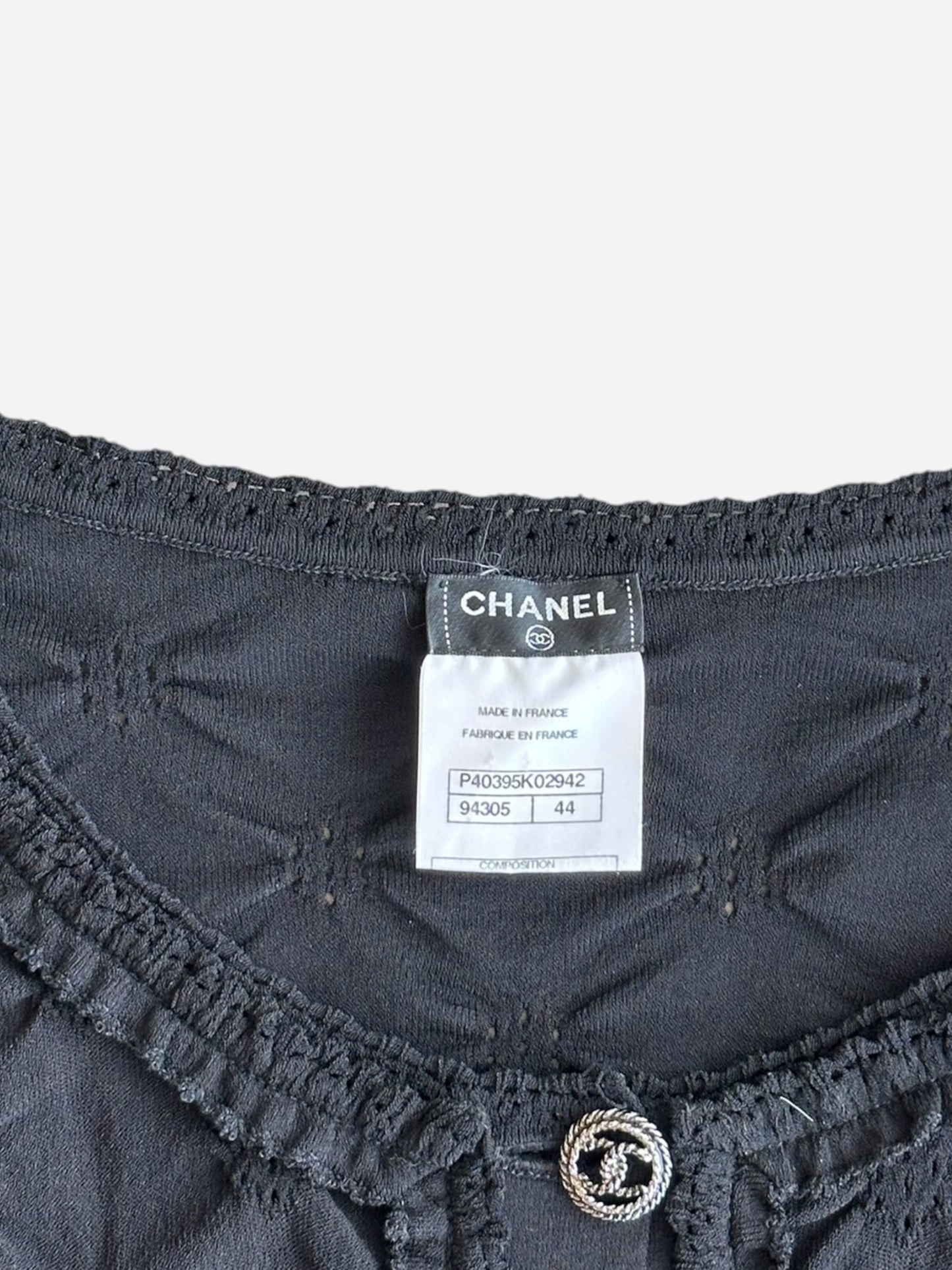 Chanel Black Quilted Button Up Women's Cardigan