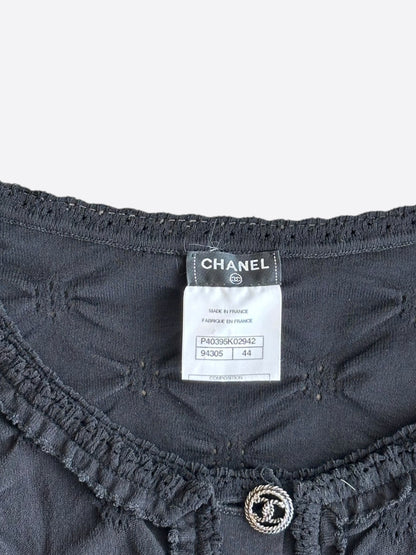 Chanel Black Quilted Button Up Women's Cardigan