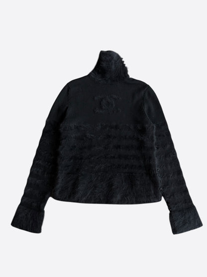 Chanel Black Mohair CC Logo Women's Turtle Neck Sweater