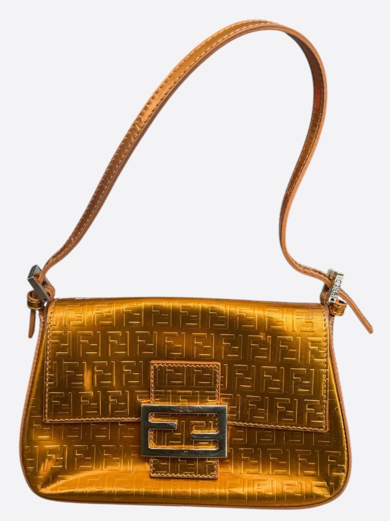 Fendi Orange FF Monogram Mamma Baguette Bag