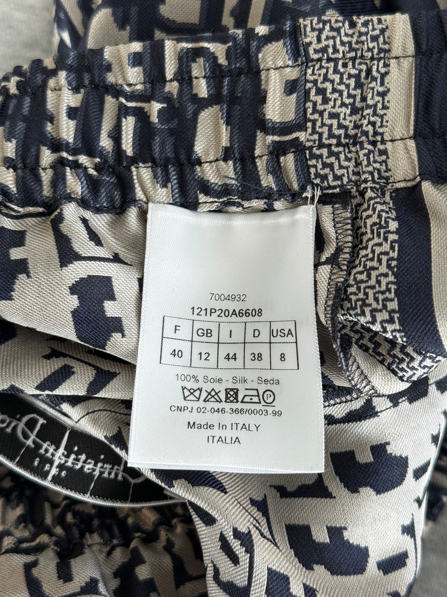 Dior Beige & Navy Oblique Women's Silk Shorts