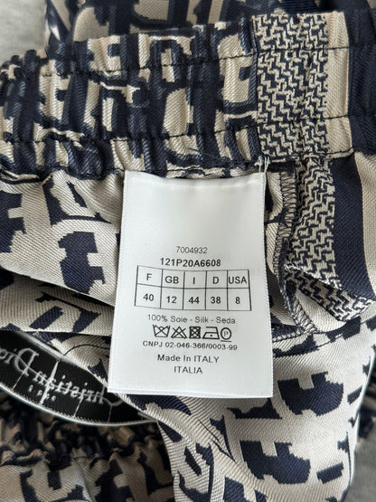Dior Beige & Navy Oblique Women's Silk Shorts