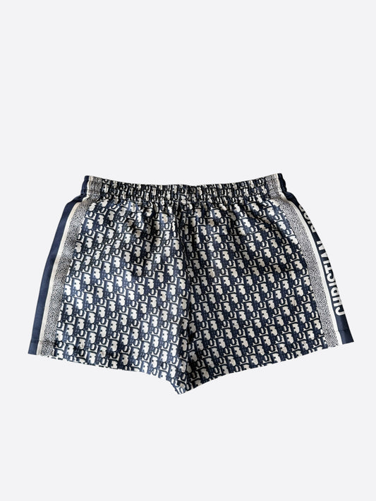 Dior Beige & Navy Oblique Women's Silk Shorts