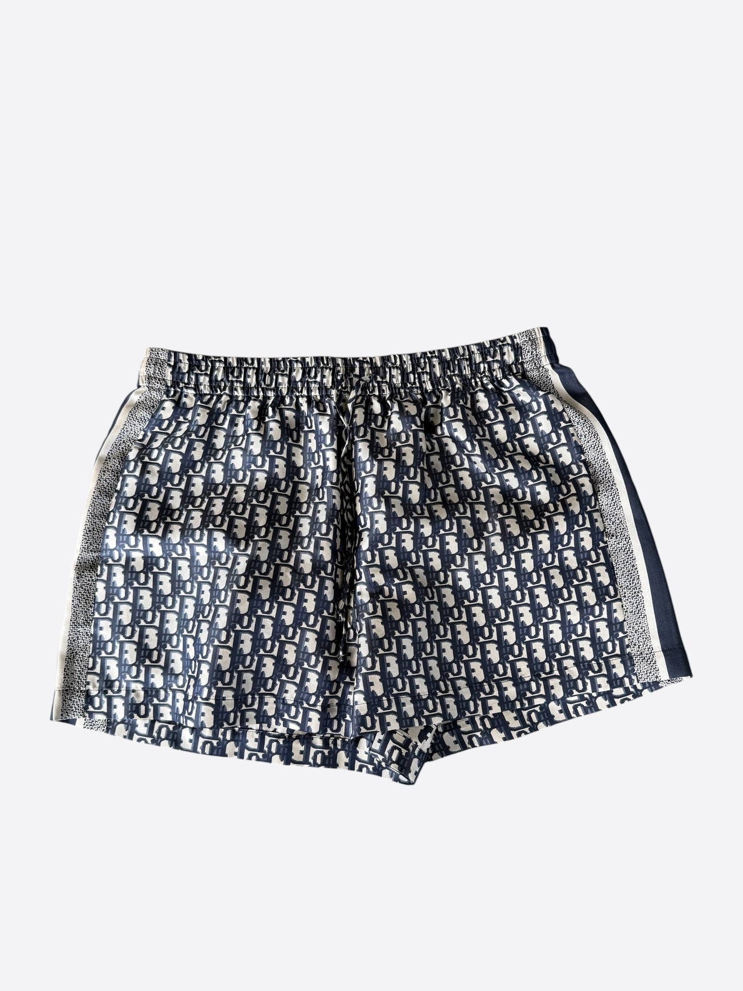 Dior Beige & Navy Oblique Women's Silk Shorts