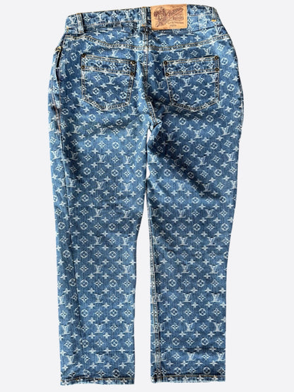 Louis Vuitton Blue & White Monogram Women's Jeans
