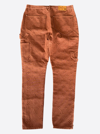 Louis Vuitton Brown Embossed Monogram Carpenter Pants
