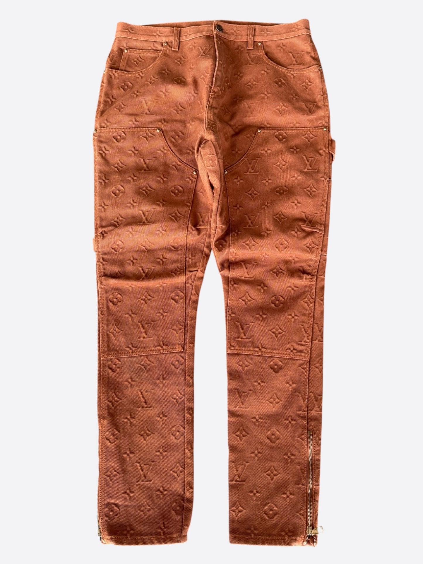 Louis Vuitton Brown Embossed Monogram Carpenter Pants