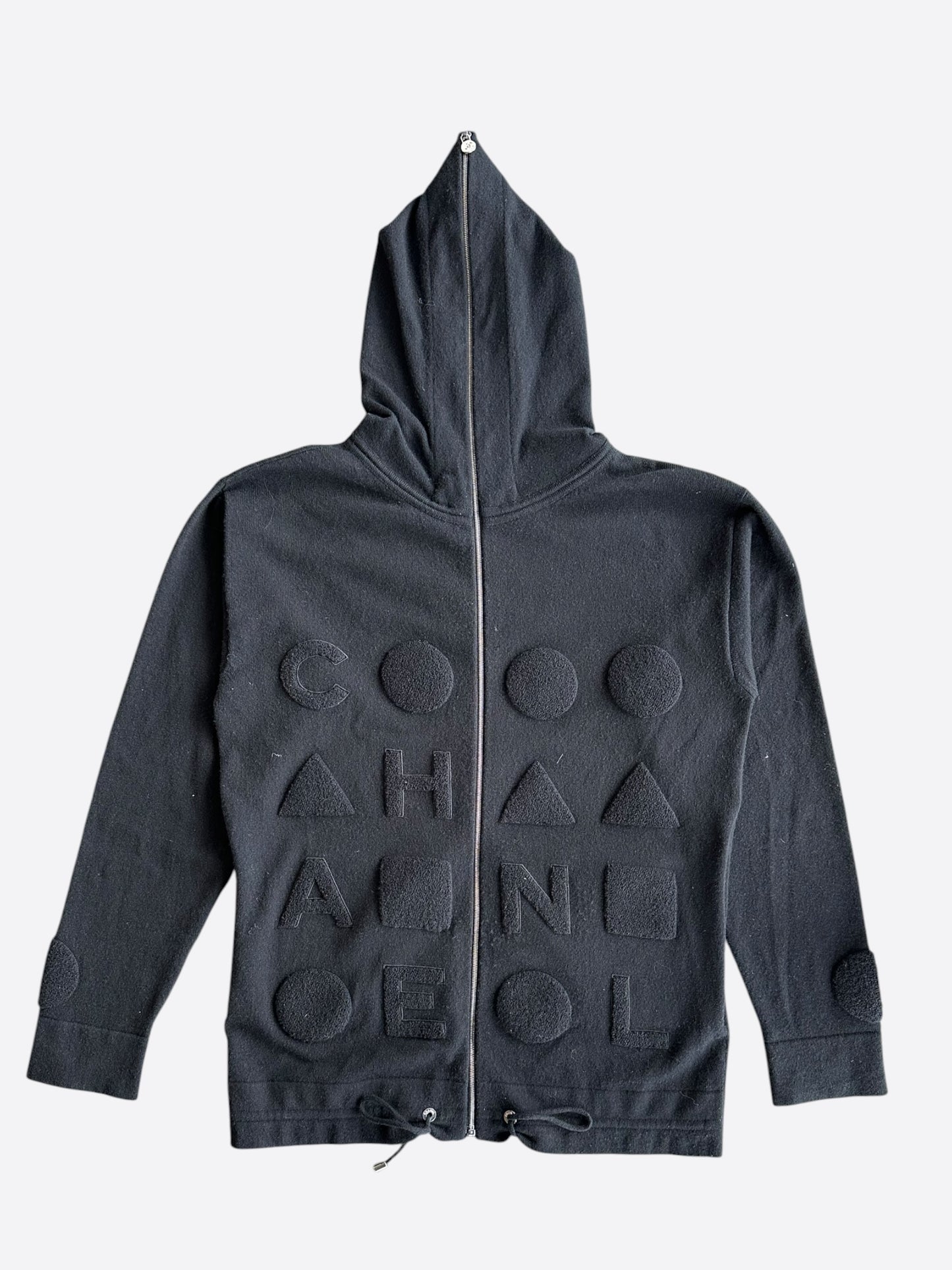 Chanel Black Tuffetage Logo Women's Cashmere Zip Up Hoodie