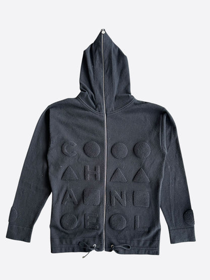 Chanel Black Tuffetage Logo Women's Cashmere Zip Up Hoodie
