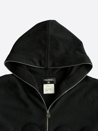 Chanel Black Tuffetage Logo Women's Cashmere Zip Up Hoodie