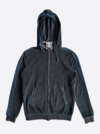 Chanel Black & Blue CC Logo Women's Zip Up Hoodie