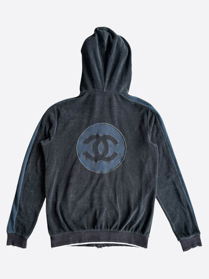 Chanel Black & Blue CC Logo Women's Zip Up Hoodie