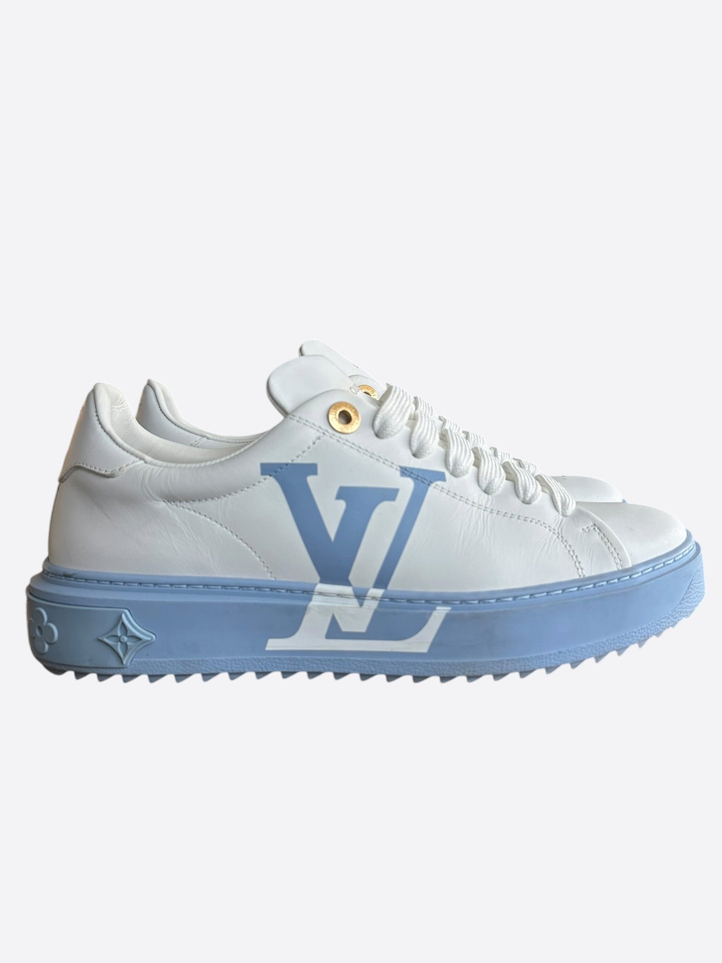 Louis Vuitton Blue & White Logo Time Out Sneakers